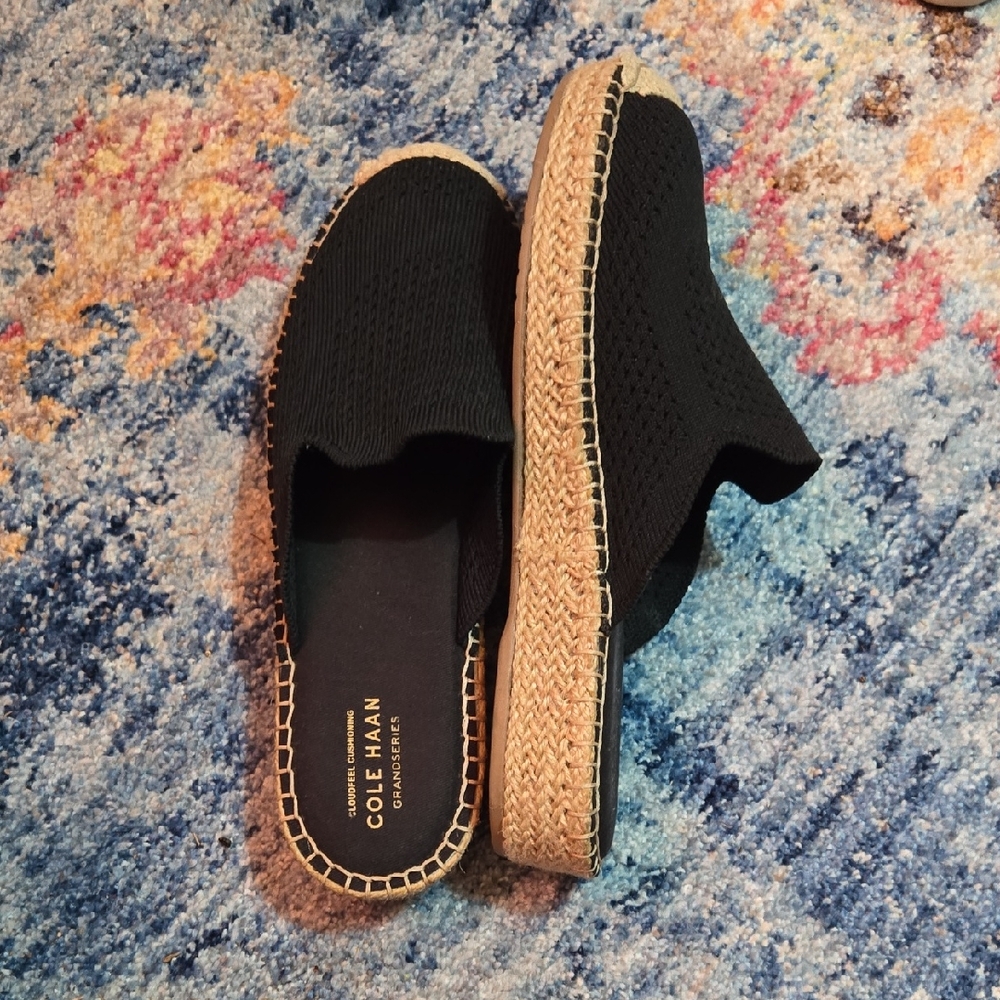 Cole Haan Black Espadrille Slip-On Shoes